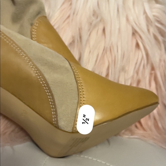 NEW RARE Colin Stuart Tan Suede/Leather Heeled Mid Calf Tie Up Boots - Picture 4 of 12